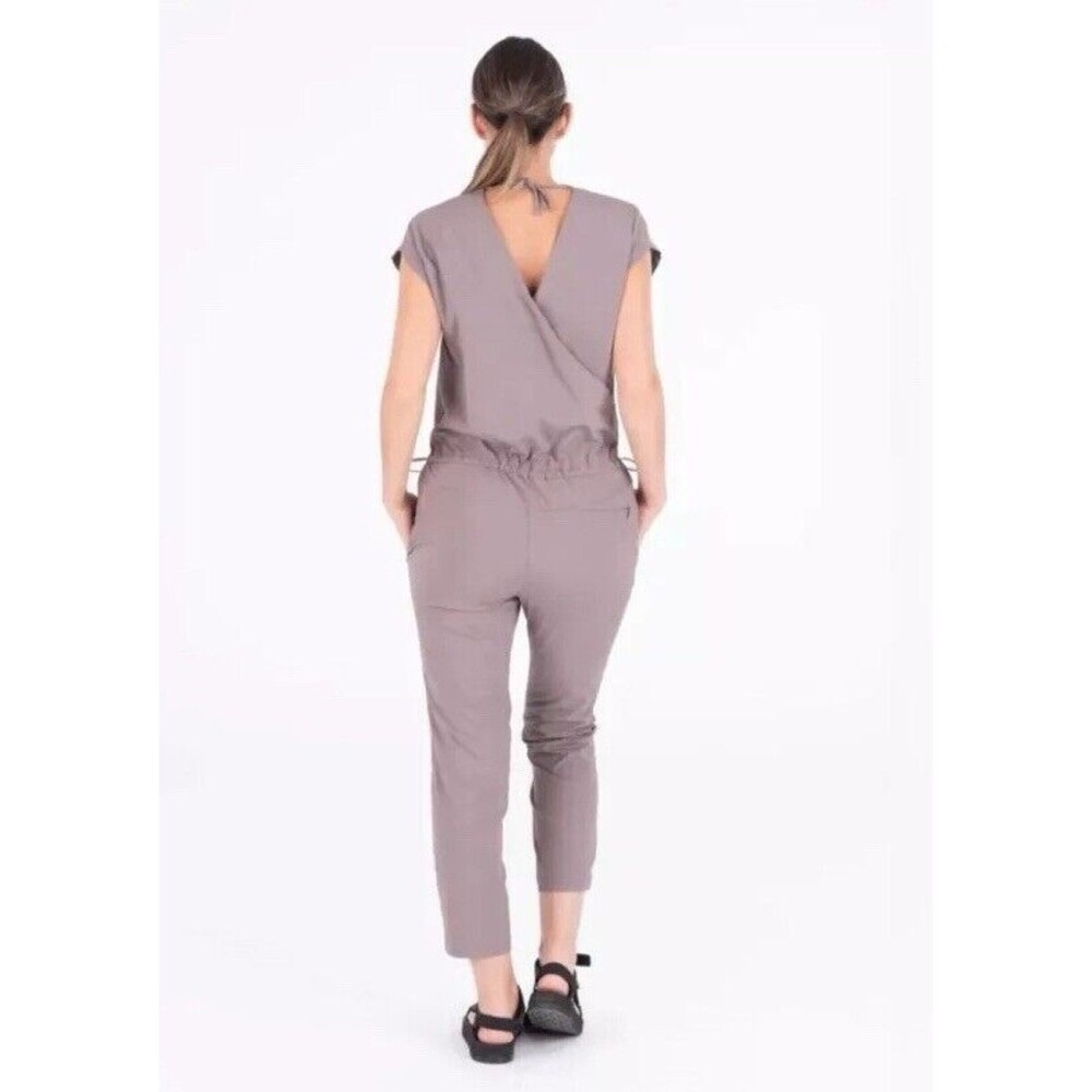 Indygena Esi Long Jumpsuit Women's Sz S Casual Loungewear Mesh Trim Mauve